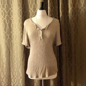A New Day Plus Size Beige Knit Hi-Lo Top